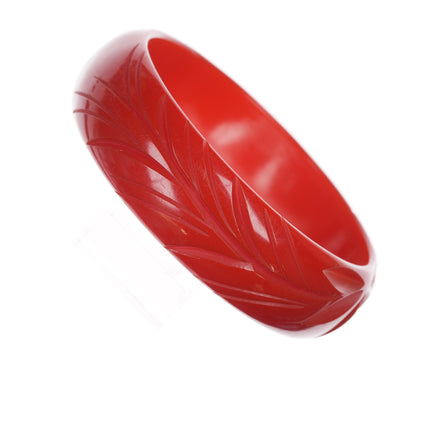 8" c1940's Carved red bakelite bangle