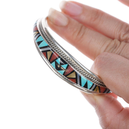 6.25" Yuselew Zuni Sterling channel inlay cuff bracelet