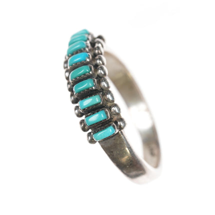 sz6 Vintage Zuni sterling and turquoise row ring