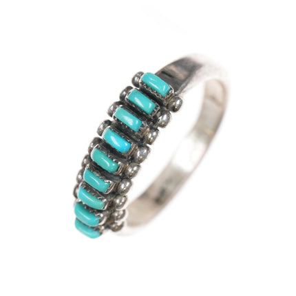 sz6 Vintage Zuni sterling and turquoise row ring