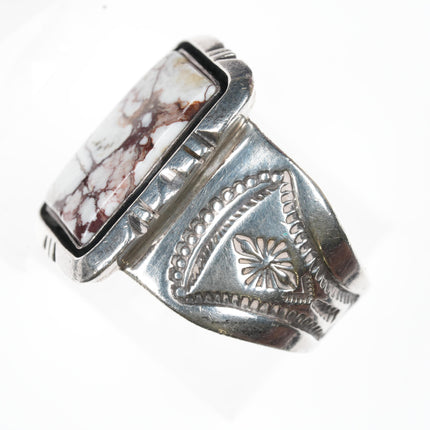 sz12.5 Pete Sanchez Isleta Pueblo Sterling and wild horse jasper ring