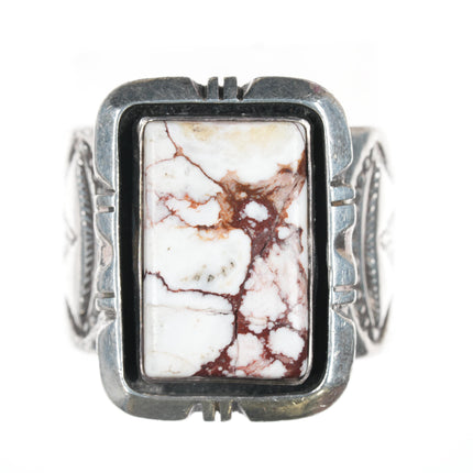 sz12.5 Pete Sanchez Isleta Pueblo Sterling and wild horse jasper ring