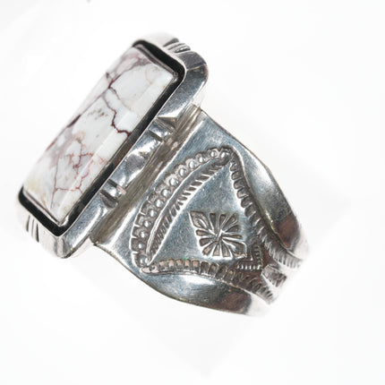 sz12.5 Pete Sanchez Isleta Pueblo Sterling and wild horse jasper ring