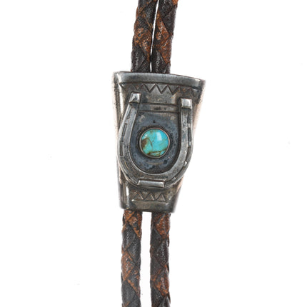 35" 40's-50's Sterling and turquoise bolo tie