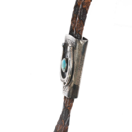 35" 40's-50's Sterling and turquoise bolo tie