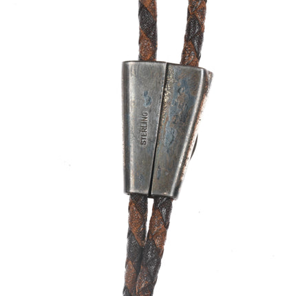 35" 40's-50's Sterling and turquoise bolo tie