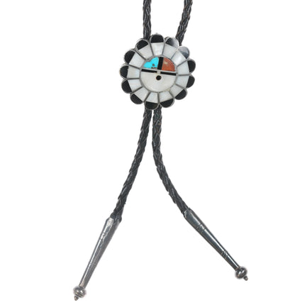 c1960 c-31 Zuni Suniface sterling channel inlay bolo tie