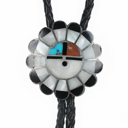 c1960 c-31 Zuni Suniface sterling channel inlay bolo tie