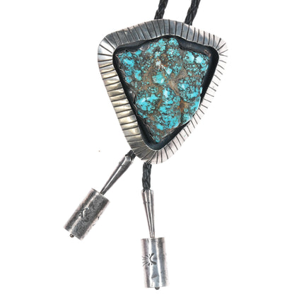 c1970 Native American Sterling botrydial  turquoise bolo tie