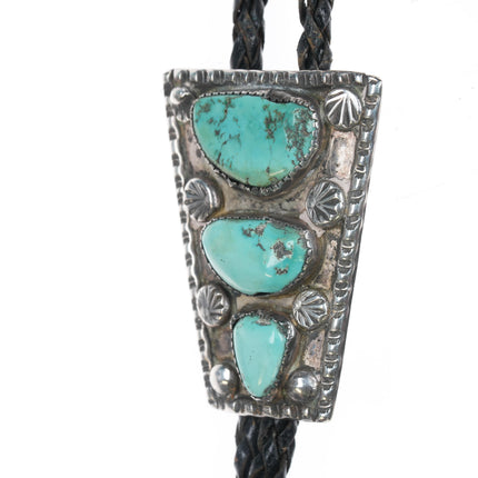 38" c1960 c-31 Zuni Sterling bolo tie with nice turquoise