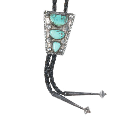 38" c1960 c-31 Zuni Sterling bolo tie with nice turquoise