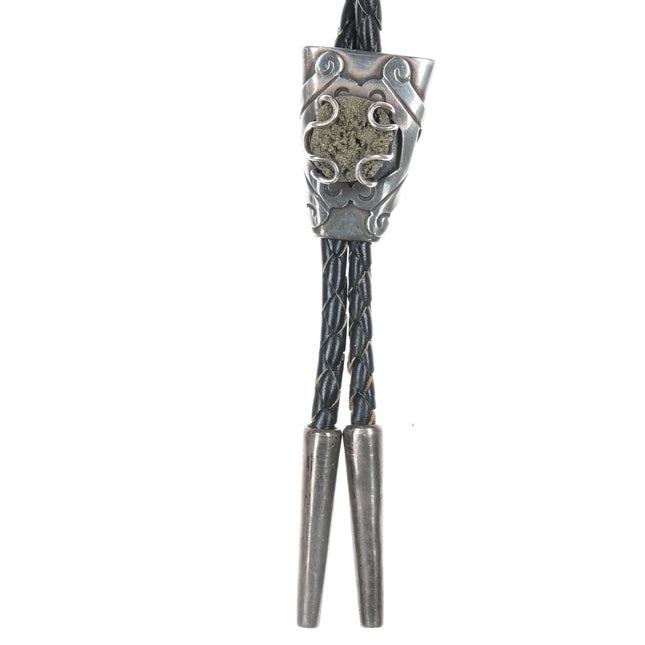 42" 1970's Mexican modernist sterling pyrite bolo tie