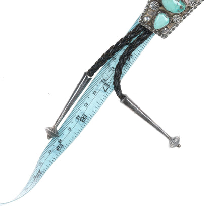 38" c1960 c-31 Zuni Sterling bolo tie with nice turquoise