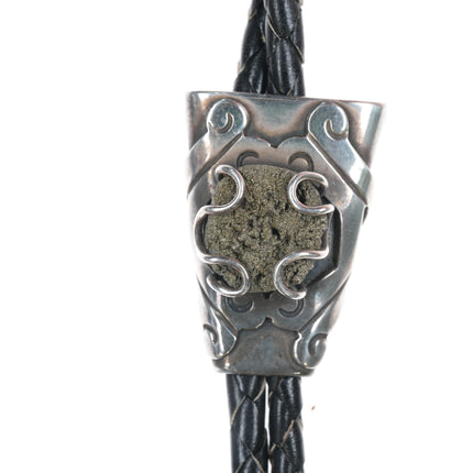 42" 1970's Mexican modernist sterling pyrite bolo tie