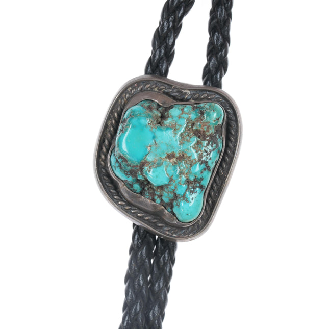 46" 1970's Native American Turquoise nugget sterling bolo tie