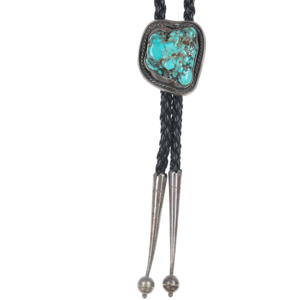 46" 1970's Native American Turquoise nugget sterling bolo tie