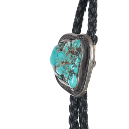 46" 1970's Native American Turquoise nugget sterling bolo tie