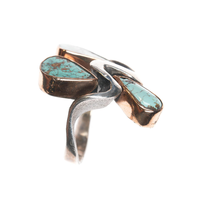 Sz6 Barbaros Yasar Bora Sterling turquoise freeform ring