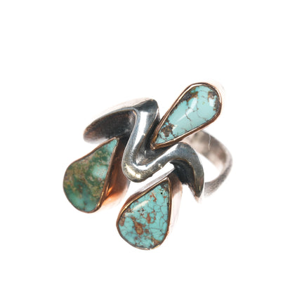 Sz6 Barbaros Yasar Bora Sterling turquoise freeform ring