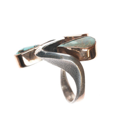 Sz6 Barbaros Yasar Bora Sterling turquoise freeform ring