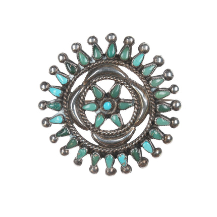 40's-50's Zuni turquoise cluster pin wheel design