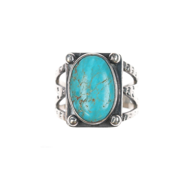 sz5 30's-40's Navajo silver ring with turquoise