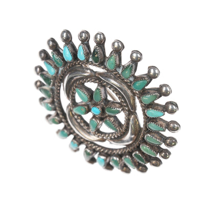 40's-50's Zuni turquoise cluster pin wheel design