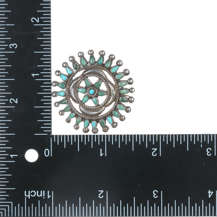 40's-50's Zuni turquoise cluster pin wheel design