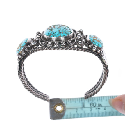 6 1/8" 30's-40's Navajo Snake stamped High grade turquoise cuff bracelet