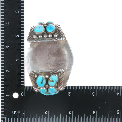 7" 1980's A.S.P Native American sterling and turquoise nugget cuff bracelet