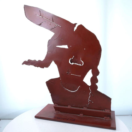 Malcolm Furlow Cut Steel 3 Dimensional  Pop Art Sculpture of  Native Amer