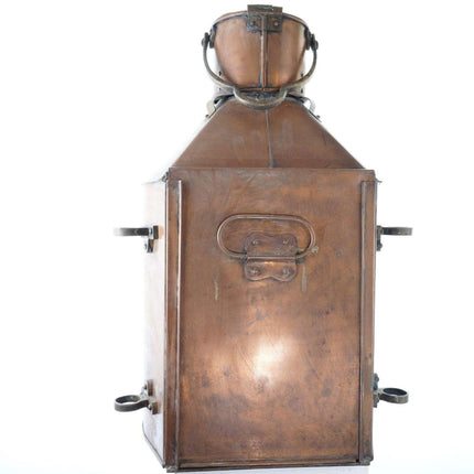 Huge Antique Copper Kerosene Ships lantern with glass lens