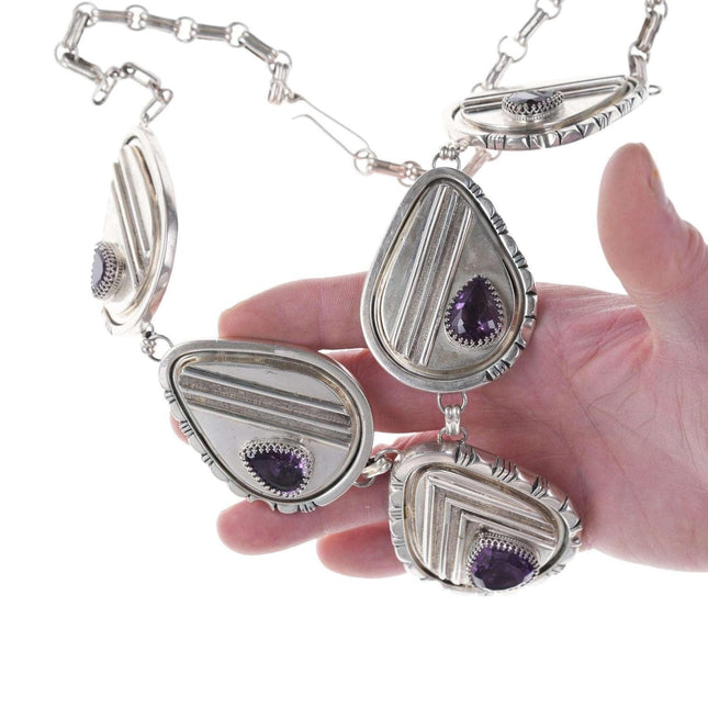 Monströse Retro-Southwestern-Sterling-Amethyst-Halskette