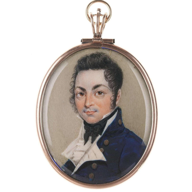 Large Georgian 14k Gold Mounted Portrait miniature pendant