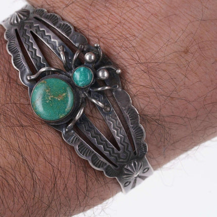 Fred Harvey Era Indianer Sterling/Türkis Spinnen-Manschettenarmband