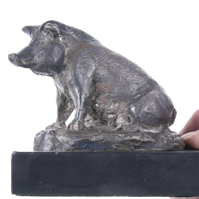 Charles M. Russell, Trigg Solid Sterling Silver Sow Pig Sculpture Limited Editio