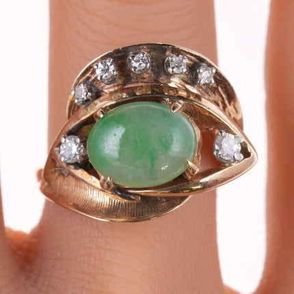 sz6.25 Estate 14k Diamond and Jadeite ring