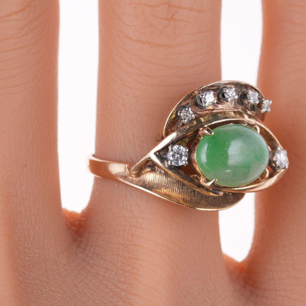 sz6.25 Estate 14k Diamond and Jadeite ring