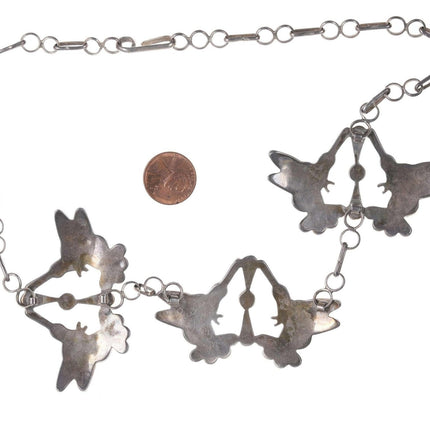 Lulena Esalio Zuni Sterling Multi-Stone Channel inlay Hummingbird necklace