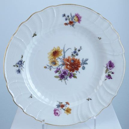 Antique KPM Basketweave Hand Painted Dresden Flowers Pattern Dinner Plates 9.75"