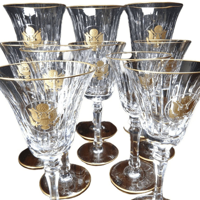 Vintage Präsidenten-Stemware aus Kristallglas, wahrscheinlich LBJ-Ära, Weißes Haus oder Bankett, 10 Stück