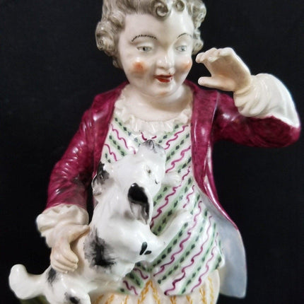 c.1810 Derby Figures Boy and Girl Holding Lamb and Dog