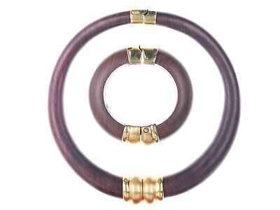 Retro French Inna Cytrine Paris Wood and goldtone choker and bangle