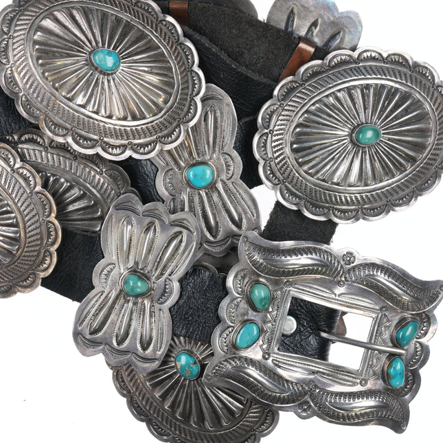 40's-50's Navajo stamped silver Butterfly concho belt