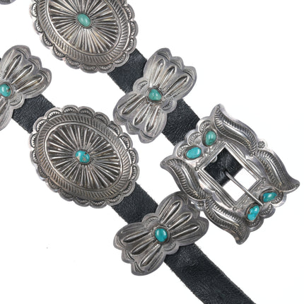 40's-50's Navajo stamped silver Butterfly concho belt