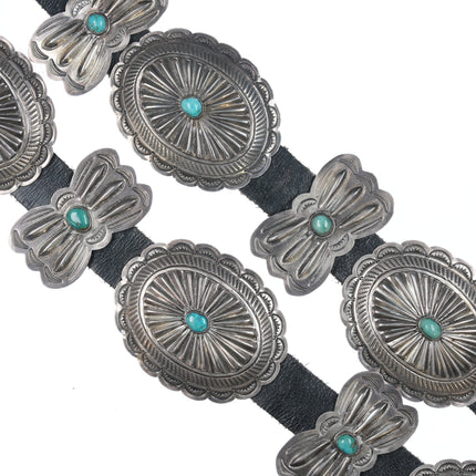 40's-50's Navajo stamped silver Butterfly concho belt