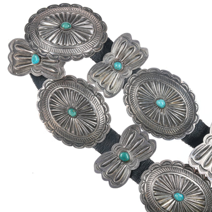 40's-50's Navajo stamped silver Butterfly concho belt