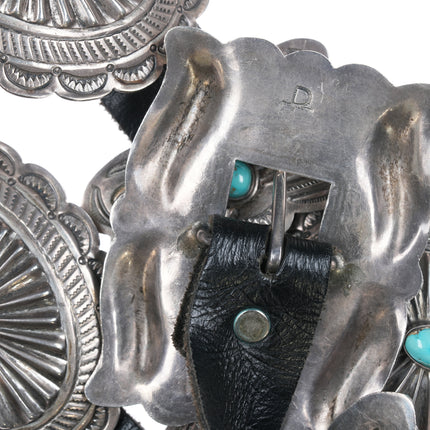 40's-50's Navajo stamped silver Butterfly concho belt