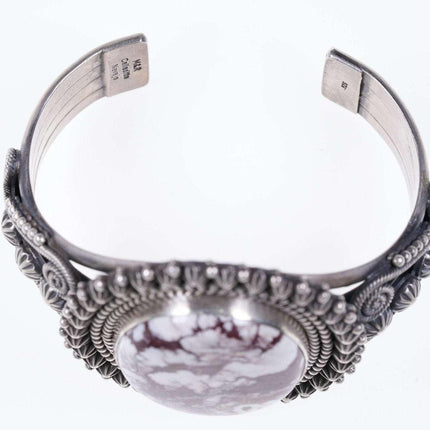 Michael and Rosita Calladito Navajo Sterling silver cuff Bracelet with Wildhorse