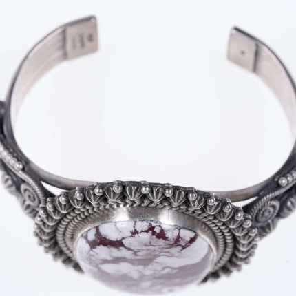 Michael and Rosita Calladito Navajo Sterling silver cuff Bracelet with Wildhorse